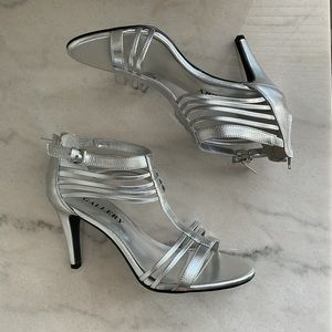 Gallery Sparkly Silver Strappy Stilettos
